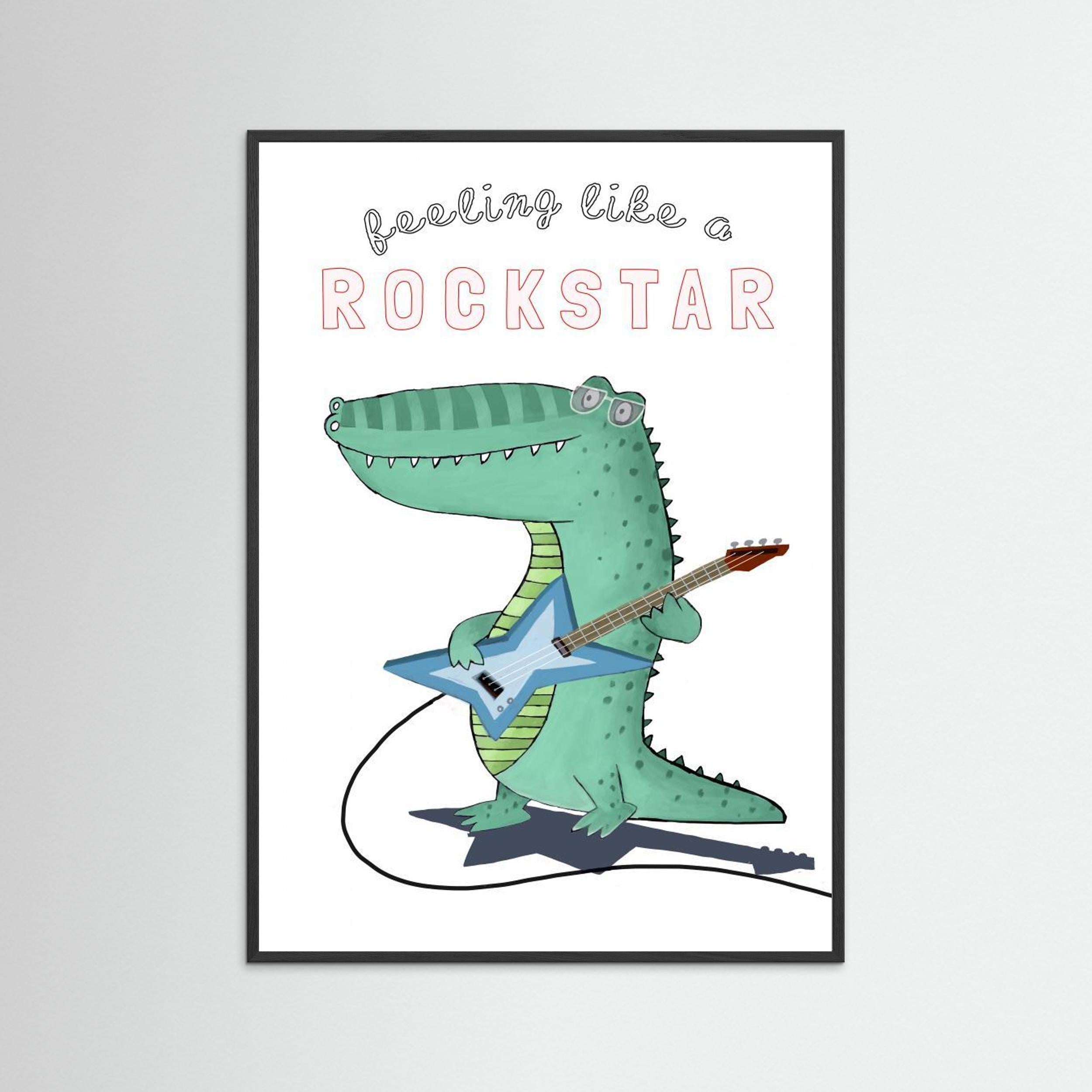 Feeling Like A Rockstar! Funny Crocodile Playing the Guitar by Carla Daly