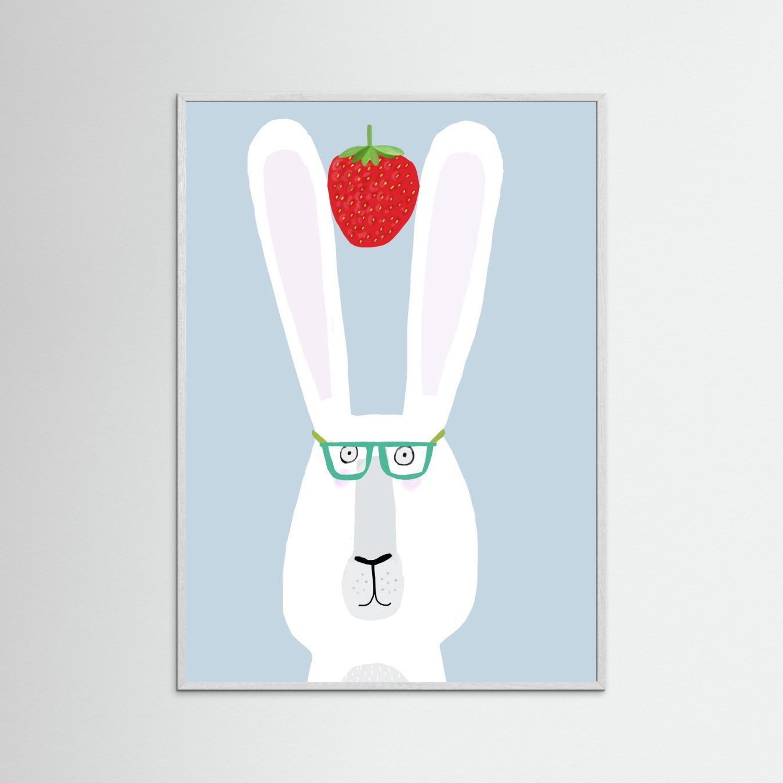 Funny Rabbit with Strawberry by Carla Daly