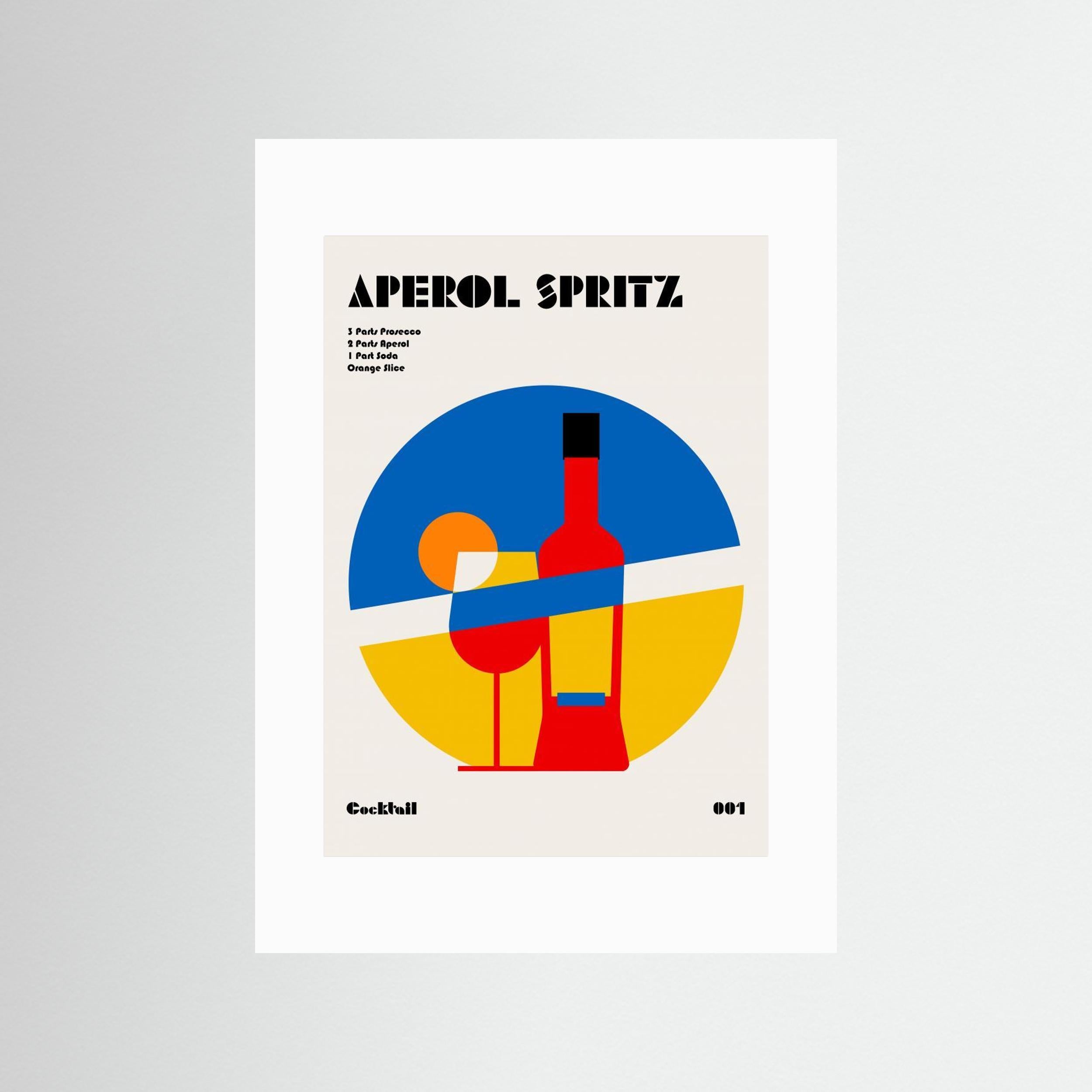 Aperol Spritz Cocktail Bauhaus Art Print by Retrodrome