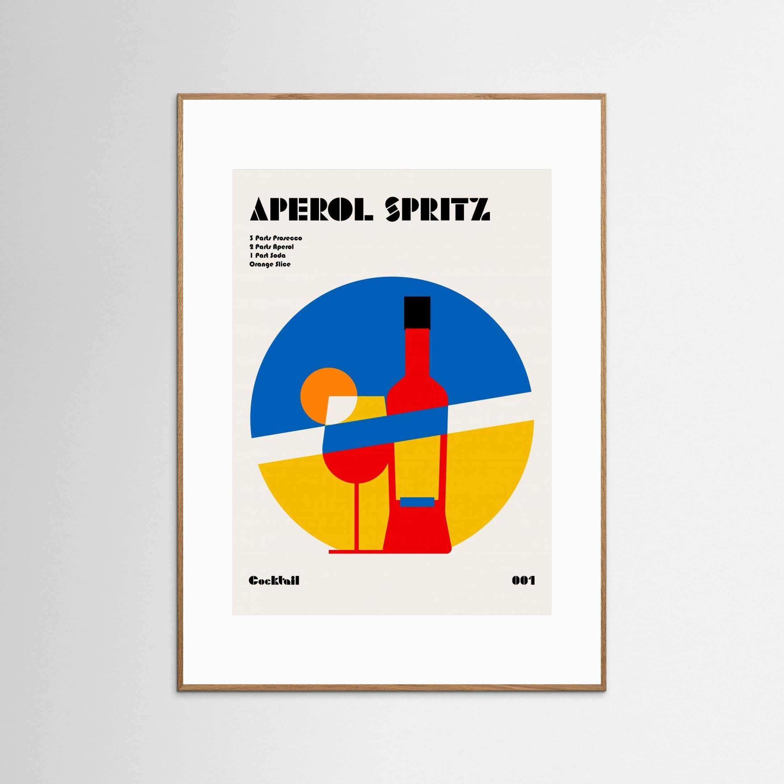 Aperol Spritz Cocktail Bauhaus Art Print by Retrodrome