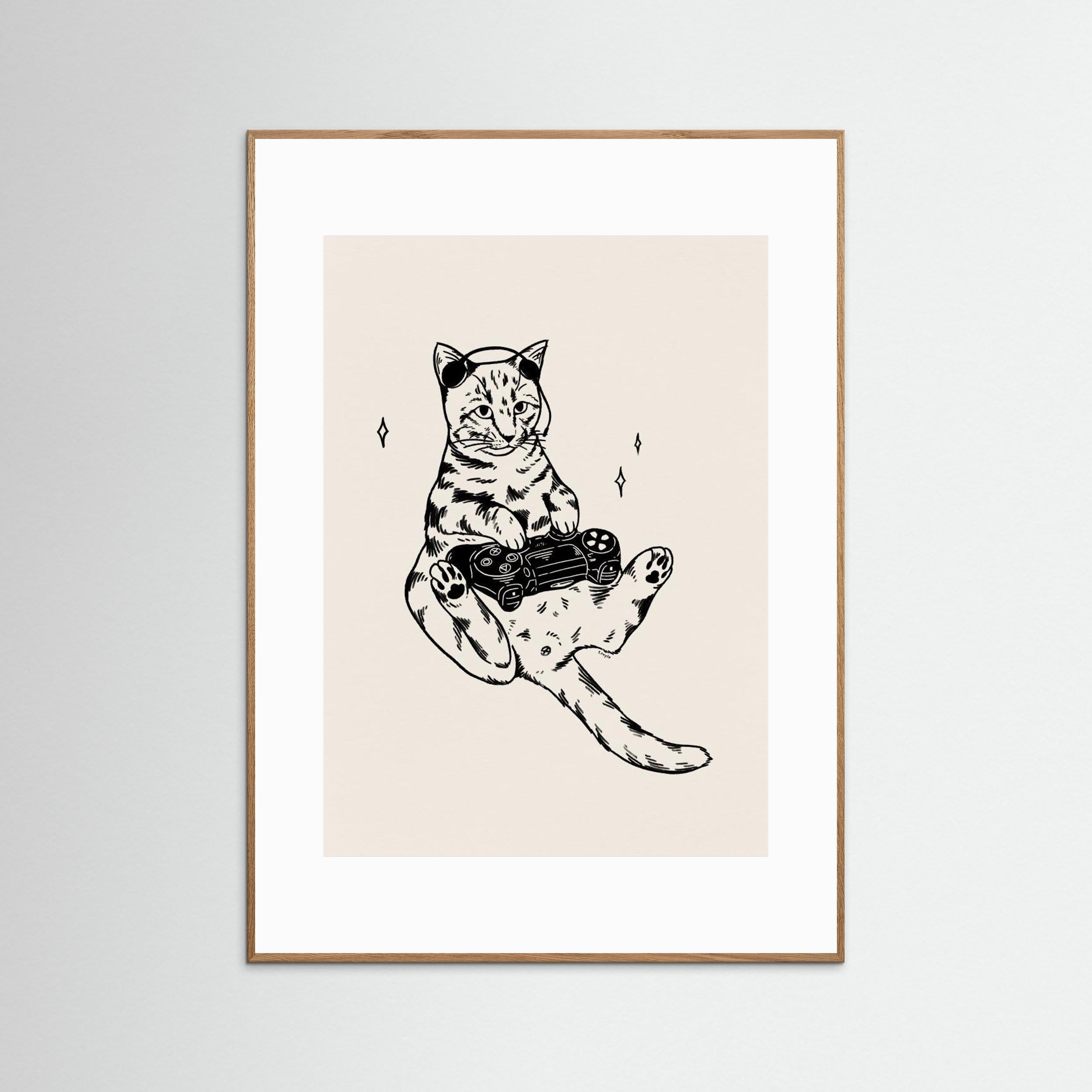 Gaming Cat in black by Tara Royle