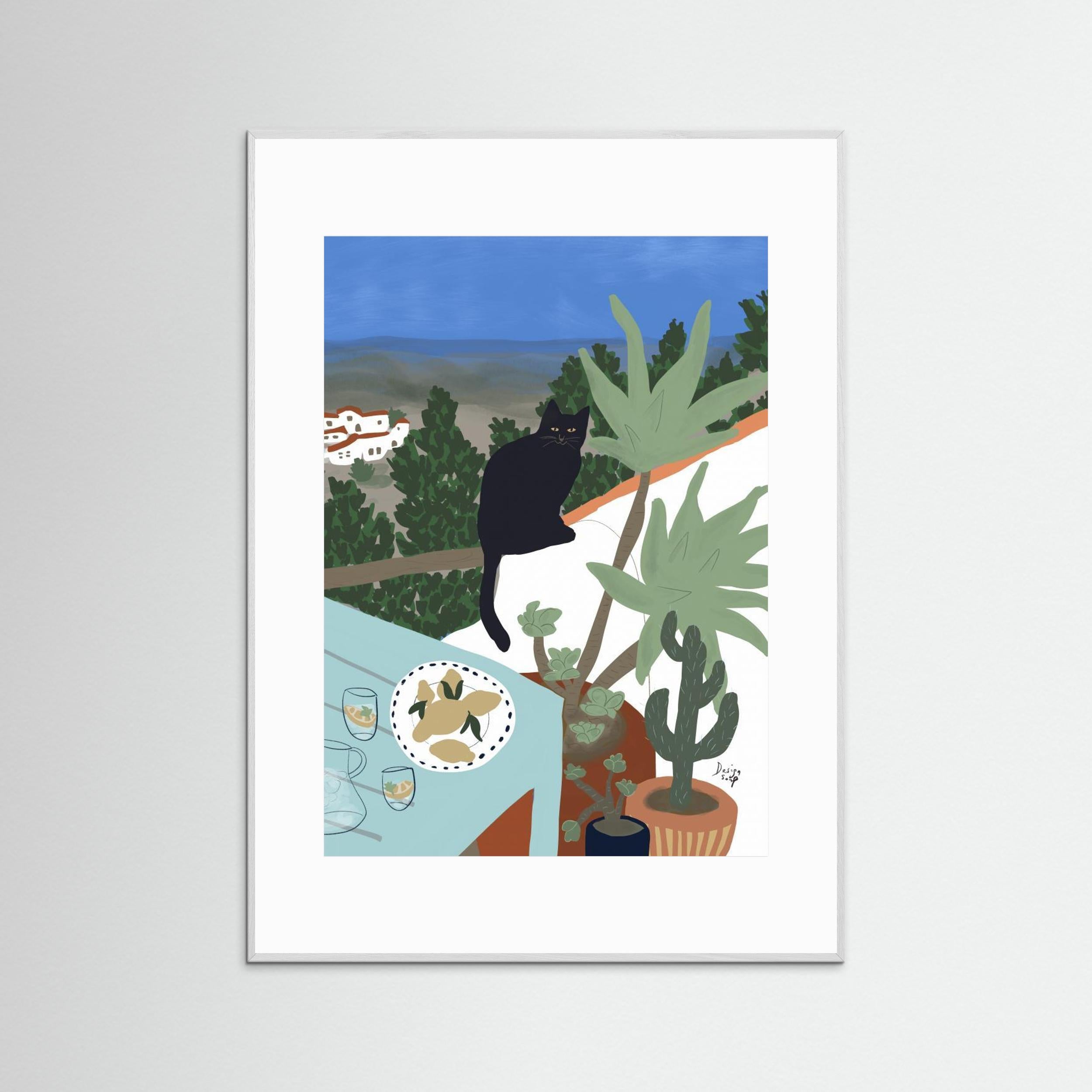 Black Cat on White House by Alix Campbell