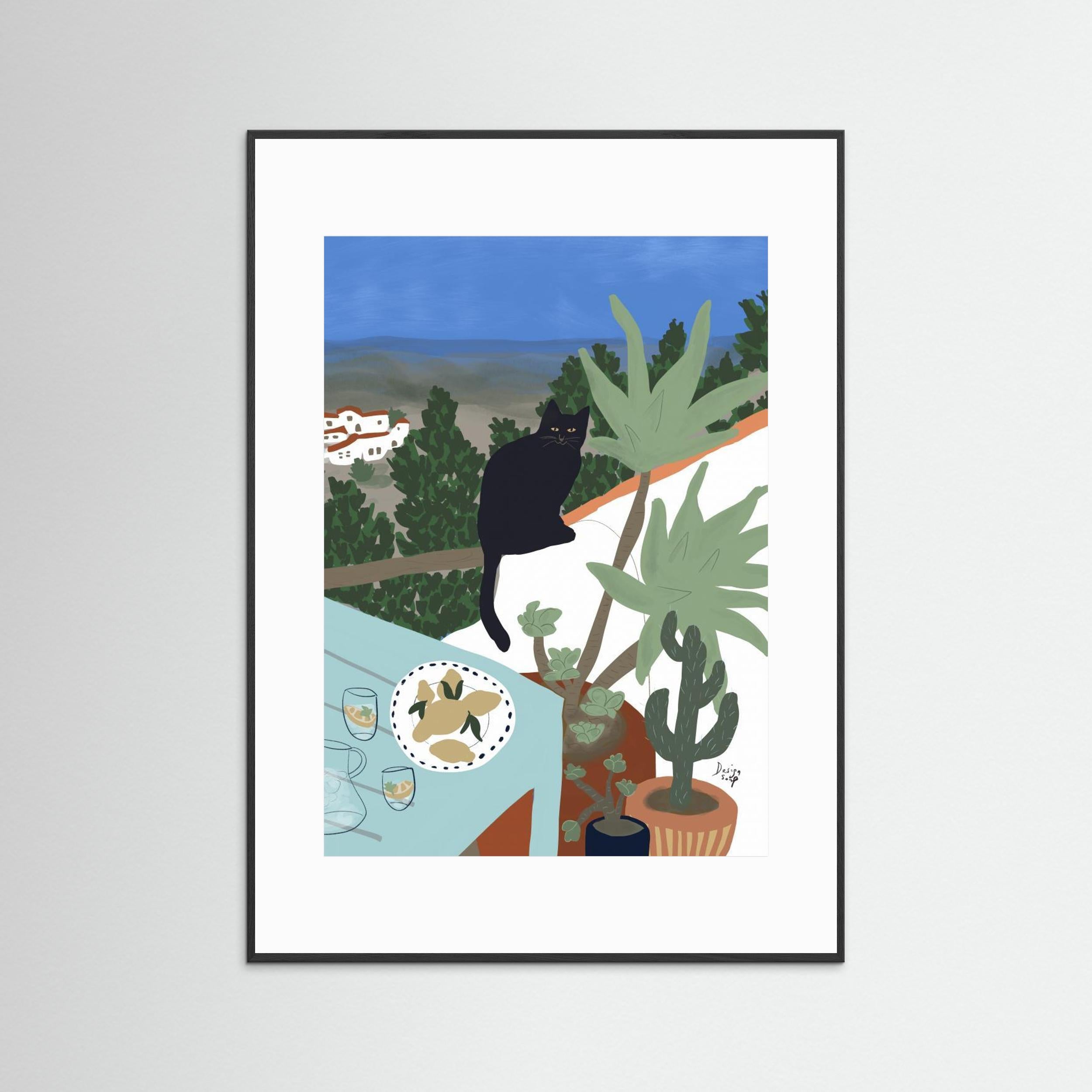 Black Cat on White House by Alix Campbell