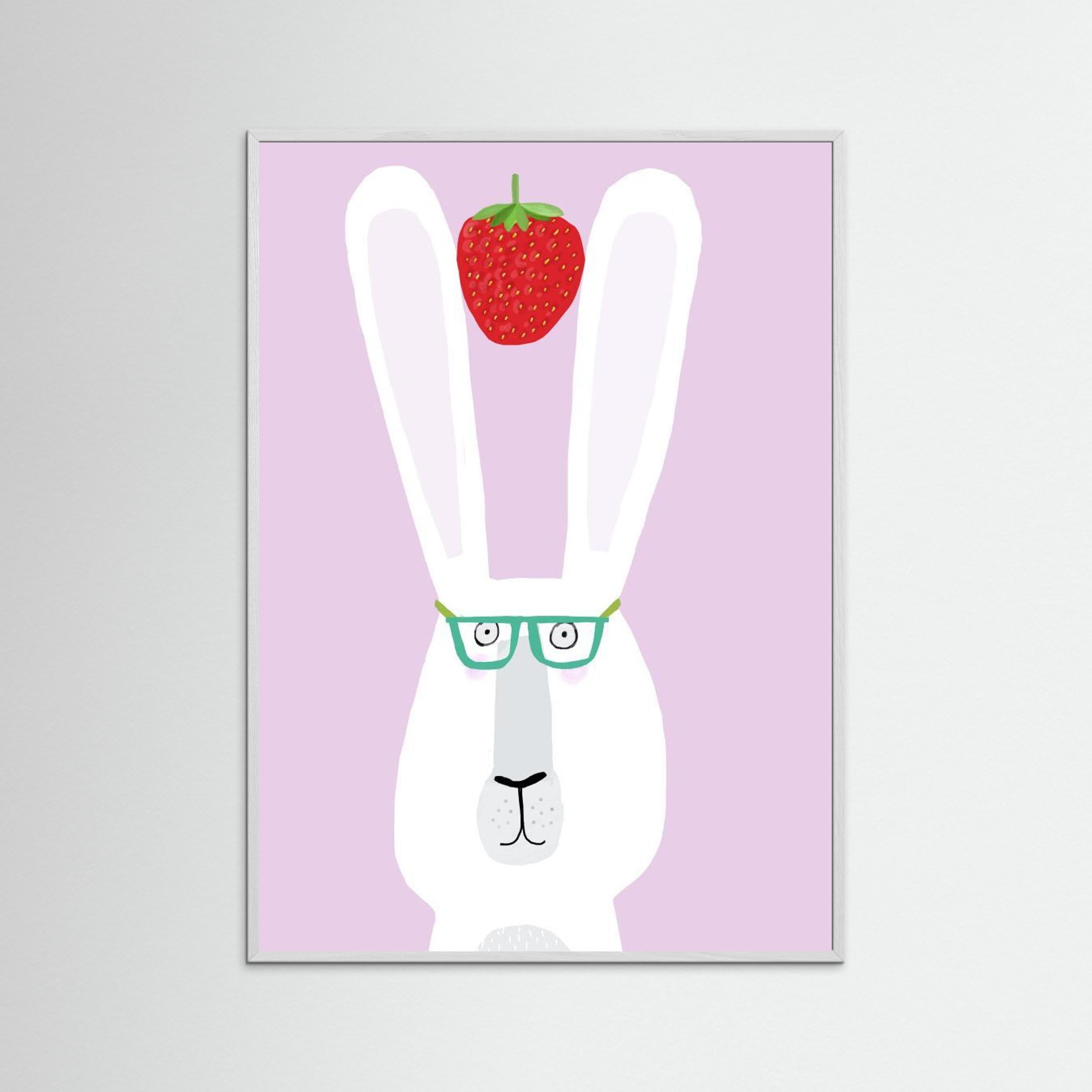 Funny Rabbit with Strawberry by Carla Daly