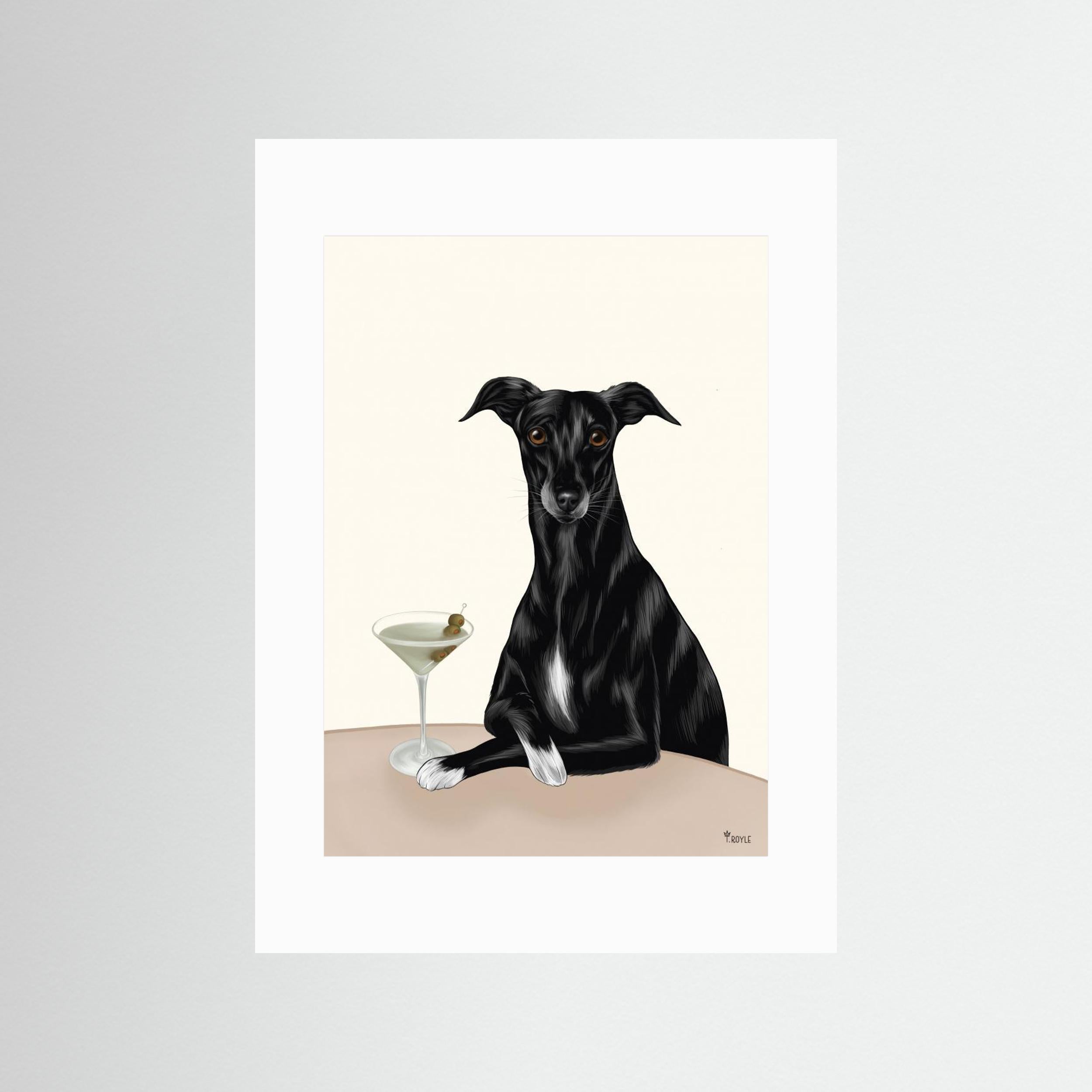 Classy Greyhound with Martini by Tara Royle