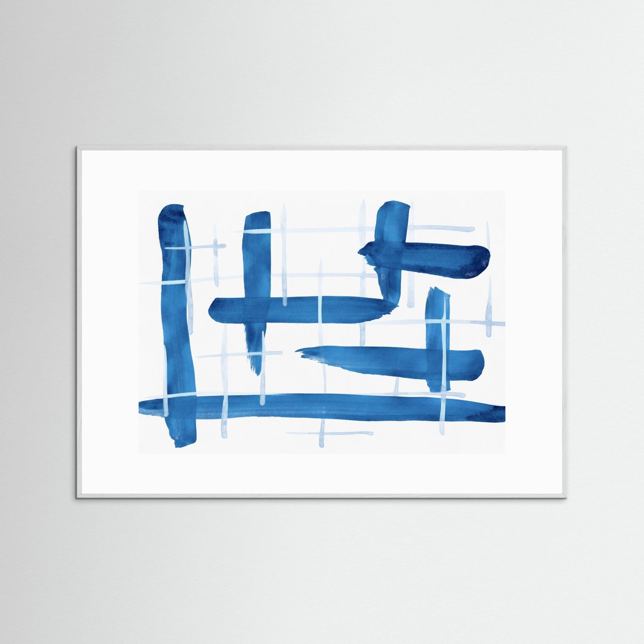 Abstract Lines Blue and White 04 by Amini54